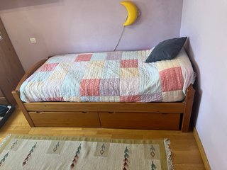 Cama 90x190 madera pino con cajones