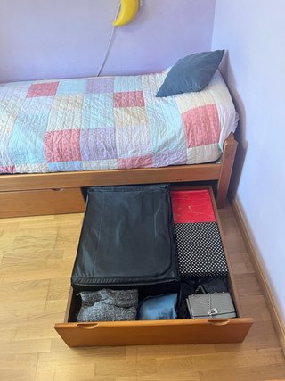 Cama 90x190 madera pino con cajones