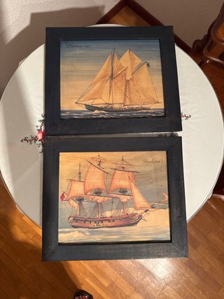2 Cuadros Marinos Barcos Antiguos