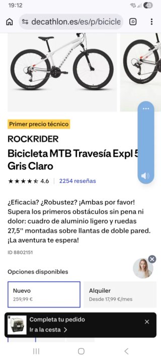 Bicicleta Montaña Rockrider Expl 50 Talla M