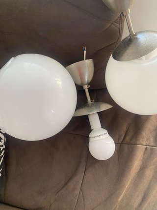 Lámpara techo globo cristal y metal