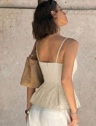 Elegante top péplum encaje verano mujer
