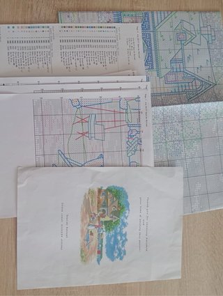 Lote punto de cruz: tela y gráficos