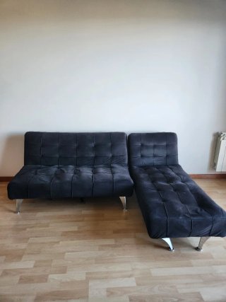 Sofá Cama 2 Plazas con Chaise Longue Gris
