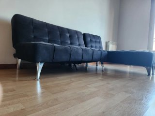 Sofá Cama 2 Plazas con Chaise Longue Gris