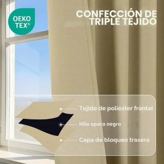 Cortinas Opacas Térmicas Beige 240x140 tacto suave