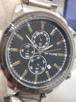 Reloj Cronógrafo Skyline Negro y Plateado