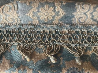 Colcha antigua beige y azul