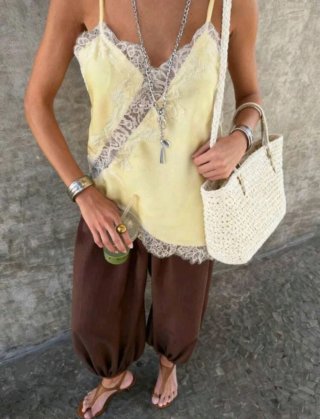 Top lencero vintage amarillo vintage dressing