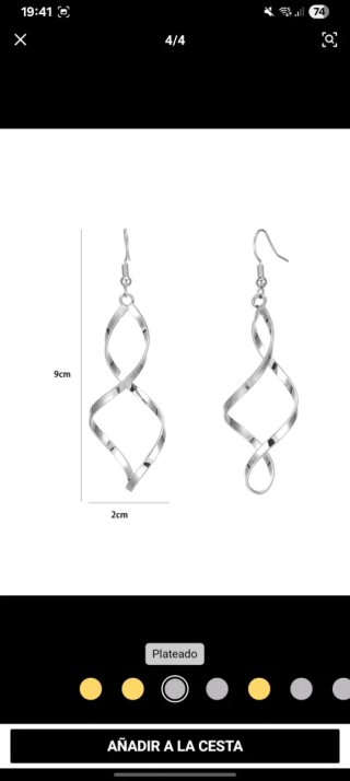 Pendientes plateados espiral