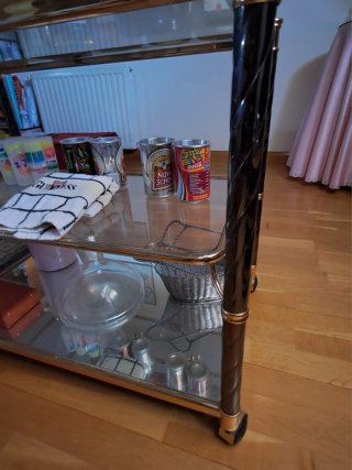 Conjunto mesa centro y camarera cristal bise
