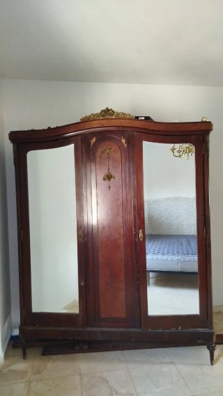 Armario madera maciza 2 puertas 4 cajones
