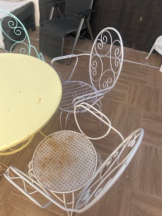 Conjunto mesa y sillas metal exterior