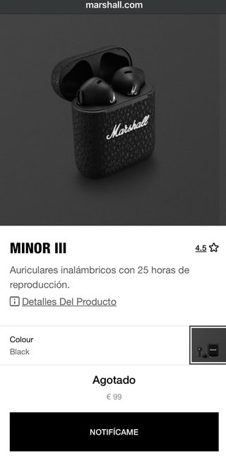 Marshall Minor III Auriculares Inalámbricos Negros