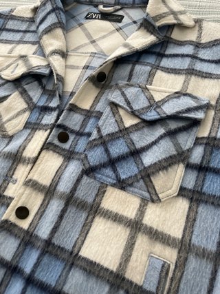 Chaqueta Zara cuadros azul y blanco Talla M