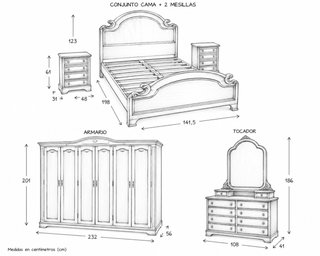 Conjunto Muebles Habitación Madera Maciza