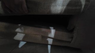Sofá de 3 plazas en tela beige hundido