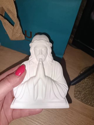 Scultura Gesù in polvere ceramica bianca