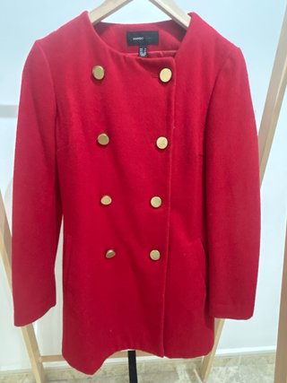 Abrigo Mango Rojo Botones Dorados