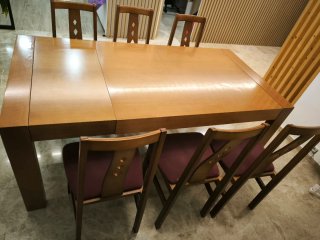 Mesa comedor extensible madera + 6 sillas