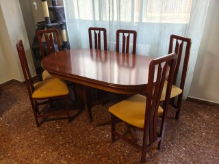 Mesa comedor + 6 sillas madera