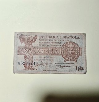 2 Billetes 1 Peseta 1937