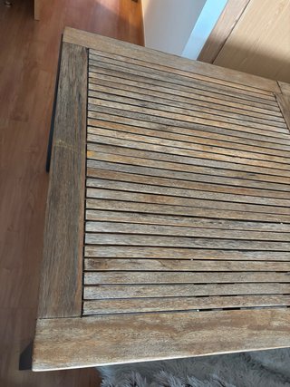 Mesa de jardín madera y metal con cuatro sillas