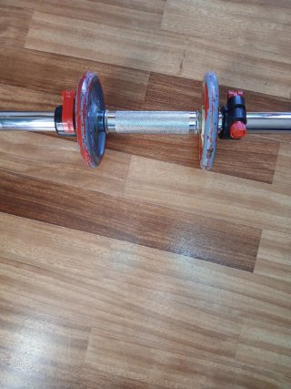 Barra de pesas. 46 cm con discos de 1kg y cierres
