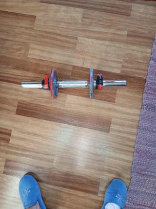 Barra de pesas. 46 cm con discos de 1kg y cierres