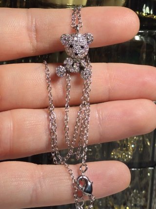 Collana Orsetto Cristalli Argento