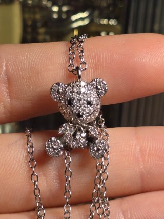 Collana Orsetto Cristalli Argento