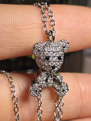Collana Orsetto Cristalli Argento