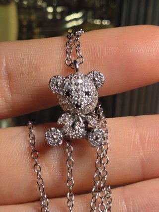 Collana Orsetto Cristalli Argento