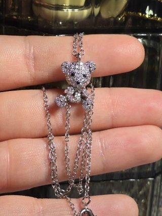Collana Orsetto Cristalli Argento