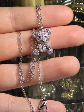 Collana Orsetto Cristalli Argento