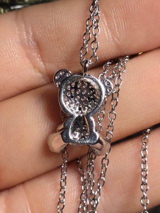 Collana Orsetto Cristalli Argento