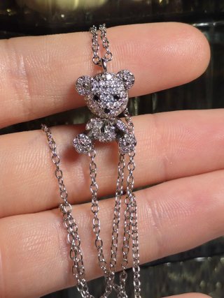 Collana Orsetto Cristalli Argento