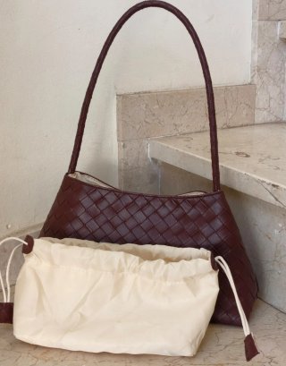 Bolso hombro mujer burdeos bolso trenzado vintage