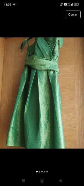 Vestido fiesta verde lazo.