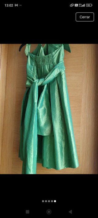 Vestido fiesta verde lazo.