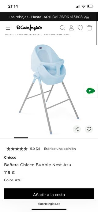 Bañera ducha bebé Chicco