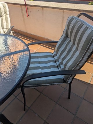 Mesa de terraza cristal 120cm redonda con 4 sillas
