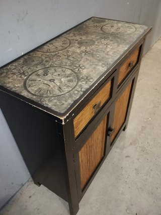 Mueble auxiliar o entrada negro y madera