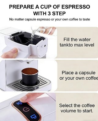SIN ABRIR 4 en 1 Cafetera Espresso 1450W
