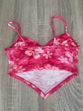Top Bershka floral rosa talla XS