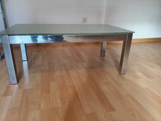 Mesa centro cristal elevable metal