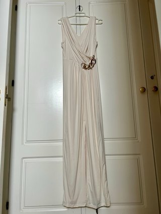 Vestido estilo griego dorado y blanco fiesta boda