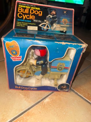 Highway Patrol Bull Dog Cycle Giocattolo Vintage