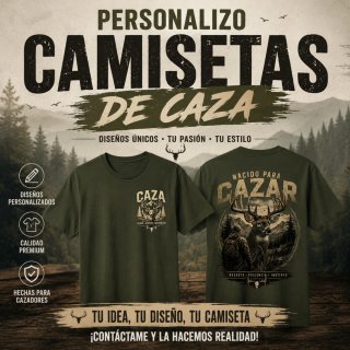 Camisetas de Caza Personalizadas | Nombre,Logo