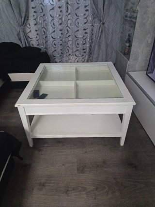 Mesa de centro cristal y madera